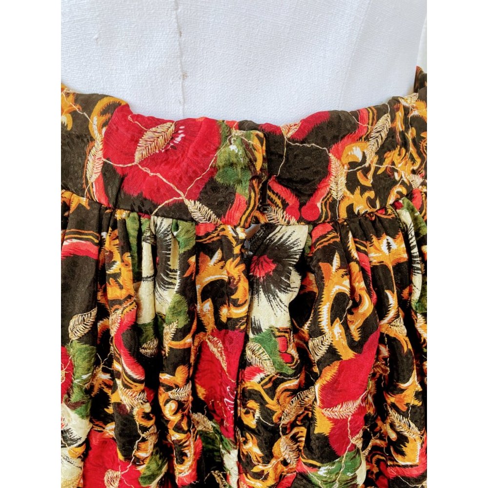 Vintage 1960s Puffy Crinoline Maxi Skirt Metallic Floral - Picture 7 of 15